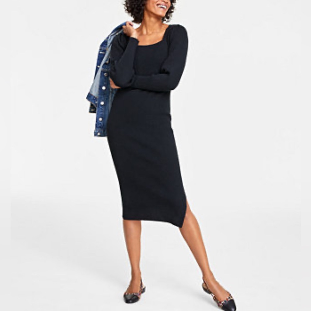 ON 34th Ribbed Size XL Comfort Flowy Elegant Black Maxi Dress
